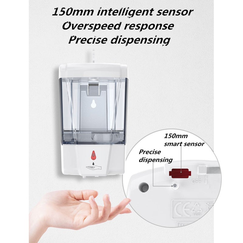 Wall Mounted Automatic Soap Dispenser With IR Sensor White 700ml