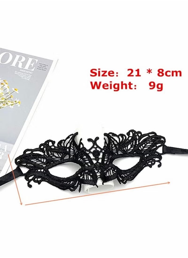 4 Pieces Women Lace Eye Mask, Masquerade Masks Mysterious Face Venetian Eyemask for Carnival Party Costume Ball, Black