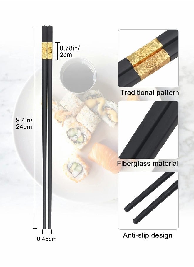 Durable Non-Slip Black Alloy Chopsticks Set