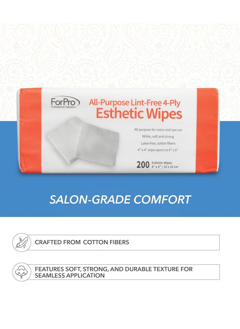 ForPro Professional Collection All-Purpose Lint-Free 4-Ply Esthetic Wipes, Non-Woven, For Salon and Spa Use, Soft, Strong and Durable, Latex-Free, 4