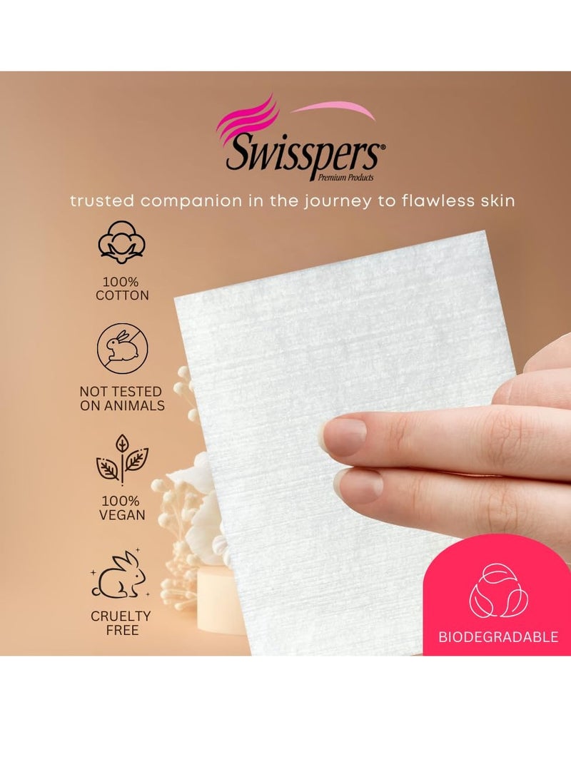 Swisspers Premium Ultra Soft Cleansing Pads – 50 Count (Pack of 3) – Large Rectangular Pads for Gentle and Versatile Skincare – 100% Lint-Free Cotton