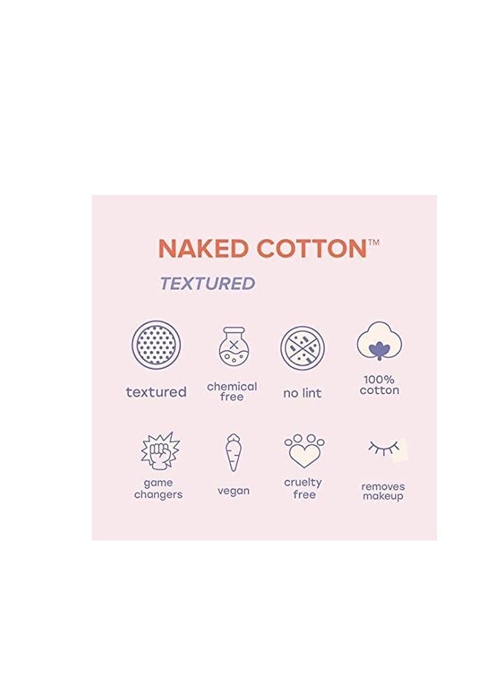 White Rabbit - NAKED COTTON Textured - Perforated Facial Cotton Pads - For Makeup Remover, Toner, Mask - 100% Cotton, Unbleached, Lint-Free - Exfoliating & Durable - Natural & Cruelty-Free - 200 Count