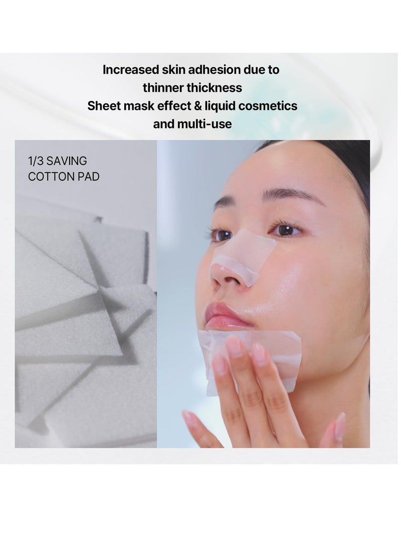 ILSO 1/3 Saving Cotton Pad, Thin Layer Perfect for DIY Toner pad and mask, 40 Sheets, Korean Skincare (50 x 70mm)