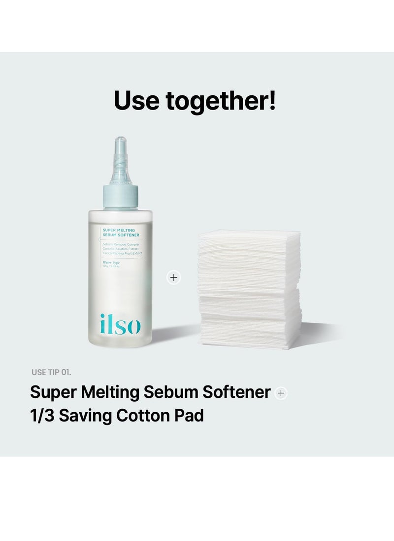 ILSO 1/3 Saving Cotton Pad, Thin Layer Perfect for DIY Toner pad and mask, 40 Sheets, Korean Skincare (50 x 70mm)