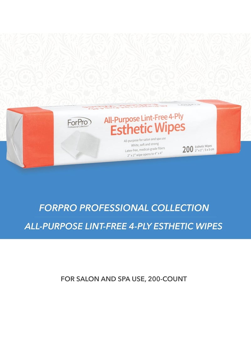 ForPro Professional Collection All-Purpose Lint-Free 4-Ply Esthetic Wipes, for Salon and Spa Use, Soft, Strong and Durable, Latex-Free, 2