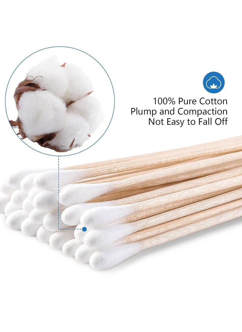 JMU 6 Inch Sterile Cotton Tipped Applicators, 200 Count Long Cotton Swabs, Wood Shaft Medical Swabs