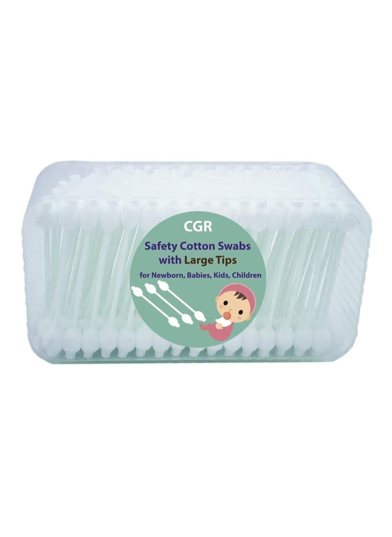 400pcs CGR Baby Safety Cotton Swabs with Large Tips for Newborn, Babies, Kids, Children, 100% Organic Cotton, White Paper Sticks, 5 Pack of 80 Swabs Total(2 Boxes and 3 Bags)