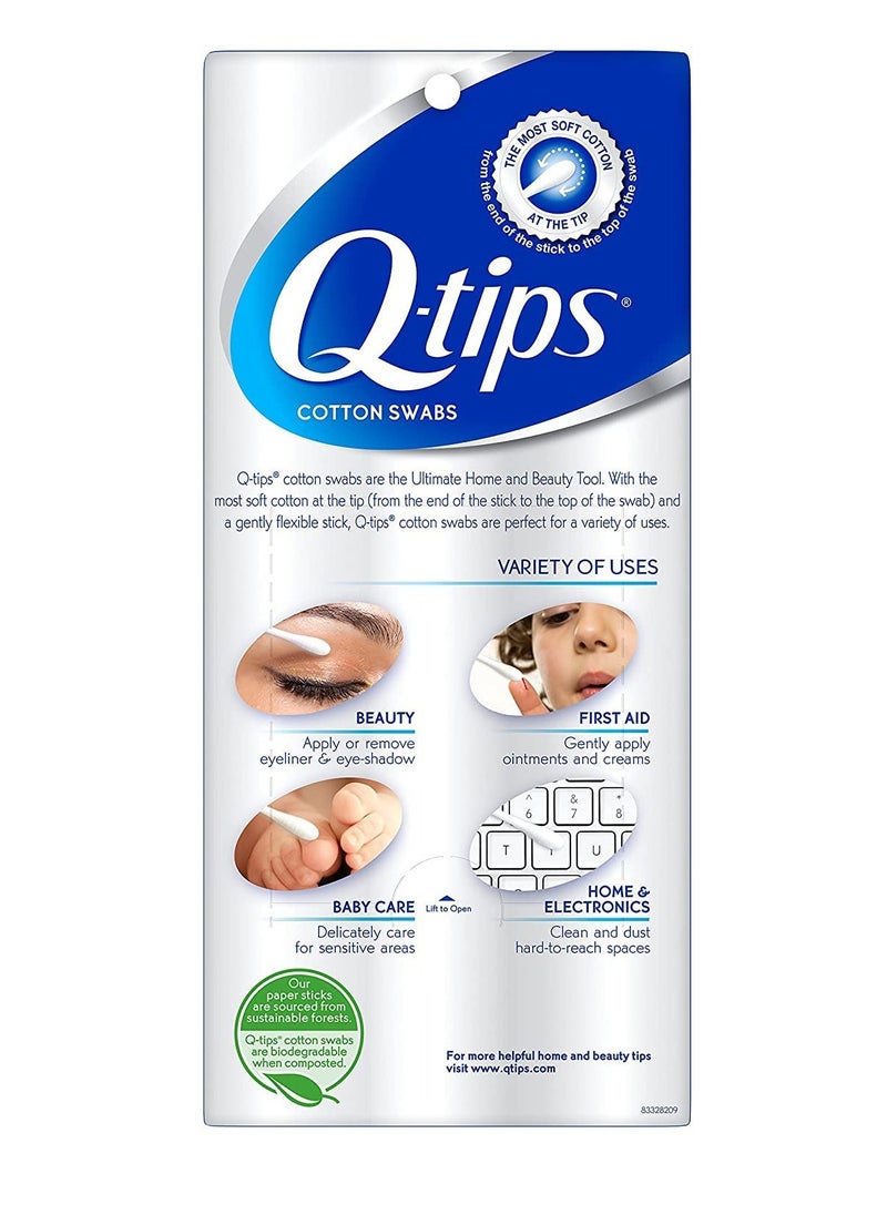 Q-tips Cotton Swabs For Beauty Care Original Cotton Swab Made With 100% Cotton 500 Count (Pack of 2)