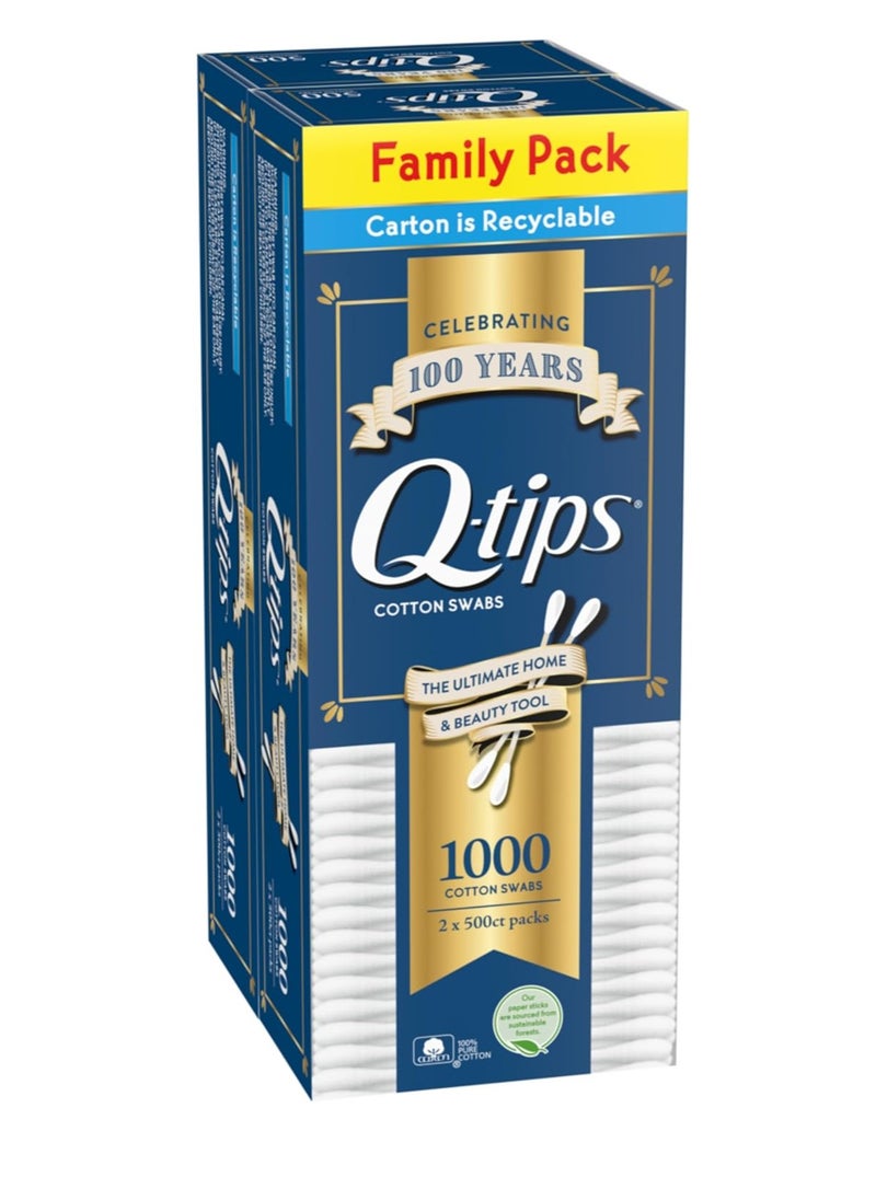 Q-tips Cotton Swabs, 500 Count (Pack of 2)