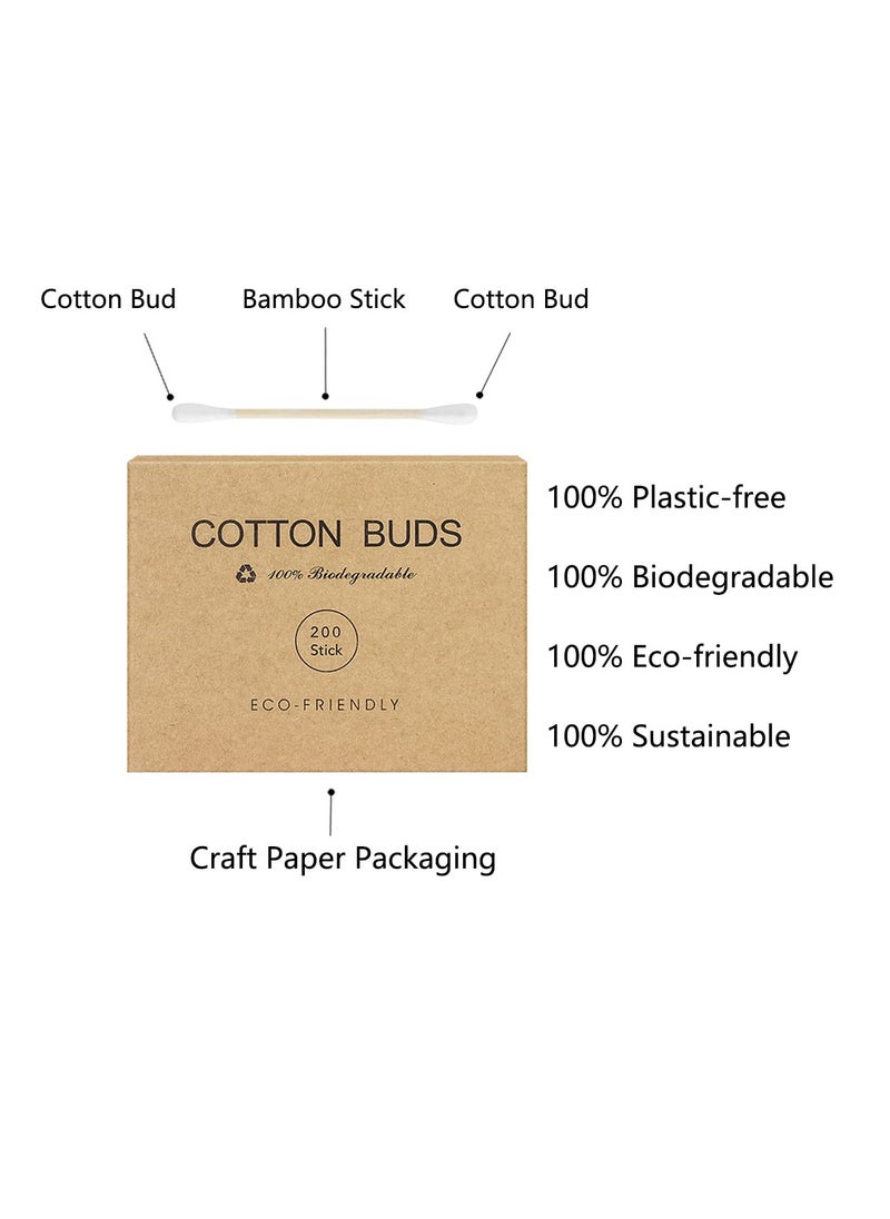 Bamboo Qtips Cotton Swabs With Wooden Sticks Q Tips For Ears Swabs 400 Count Bamboo Cotton Buds