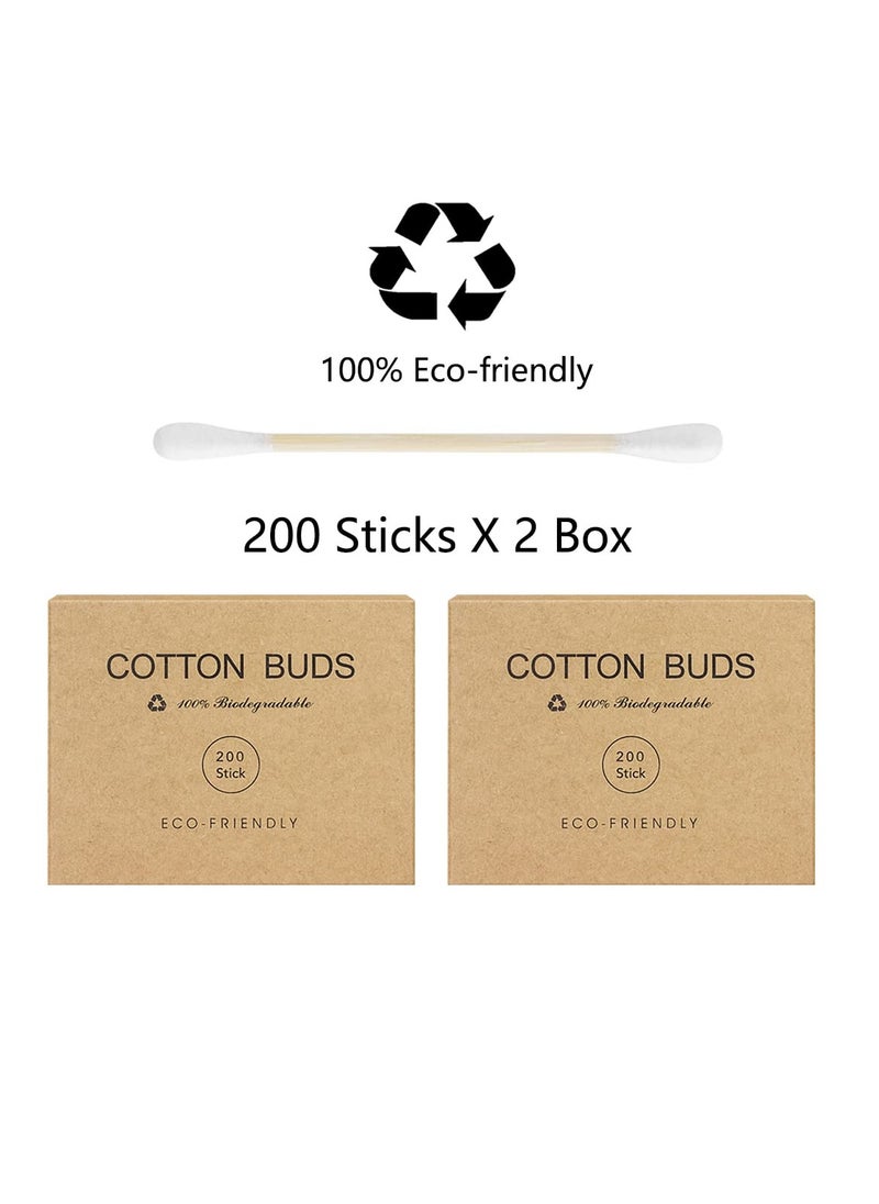 Bamboo Qtips Cotton Swabs With Wooden Sticks Q Tips For Ears Swabs 400 Count Bamboo Cotton Buds