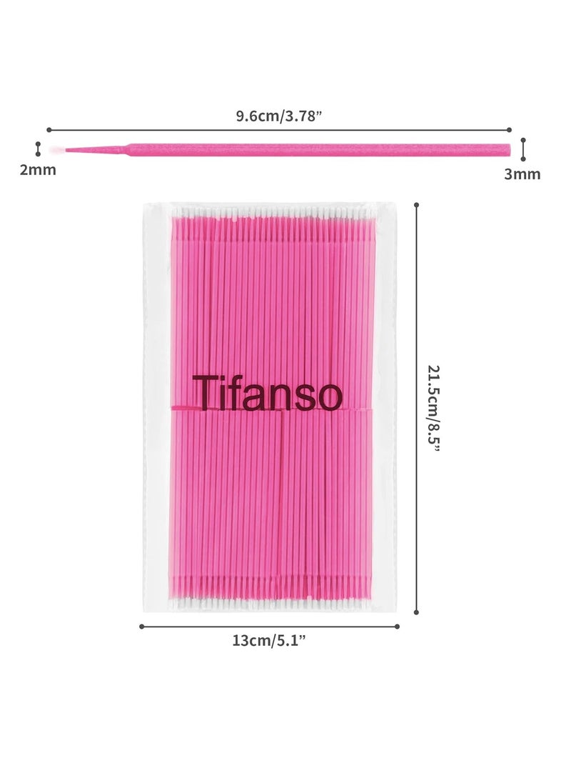 tifanso 400PCS Micro Cotton Swabs, Micro Swabs for Eyelash Extension, Disposable Micro Applicator Brush Micro Eyelash Swabs Pink(Head Diameter: 2.0mm)