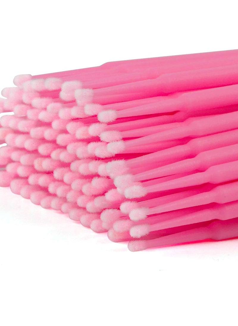 tifanso 400PCS Micro Cotton Swabs, Micro Swabs for Eyelash Extension, Disposable Micro Applicator Brush Micro Eyelash Swabs Pink(Head Diameter: 2.0mm)