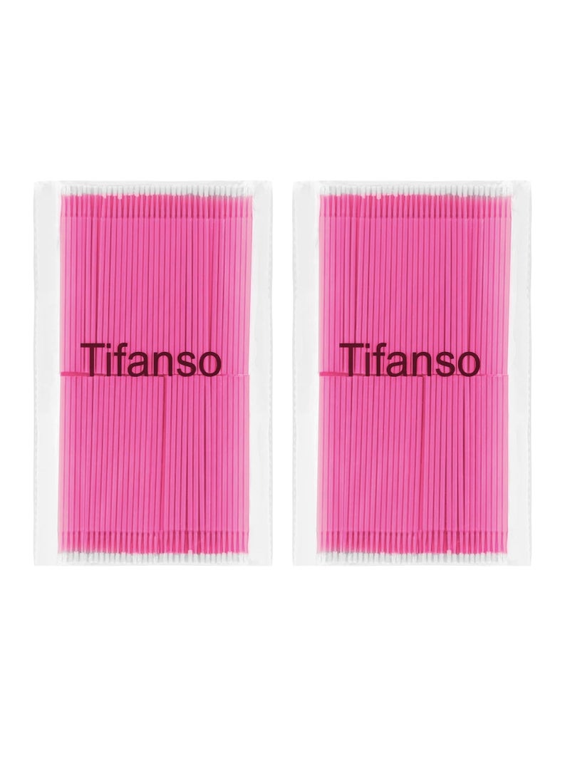 tifanso 400PCS Micro Cotton Swabs, Micro Swabs for Eyelash Extension, Disposable Micro Applicator Brush Micro Eyelash Swabs Pink(Head Diameter: 2.0mm)