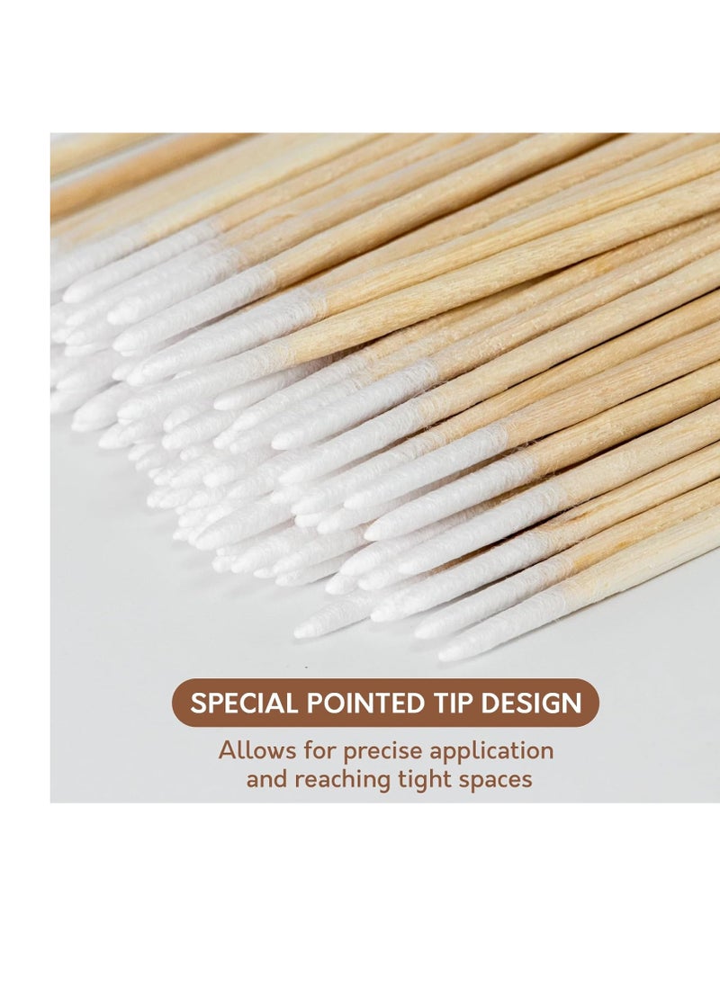 200PCS Pointed Cotton Swabs - Precision Tip Cotton Swabs with Wooden Sticks - Microblading Cotton Swab 4 inch - Cotton Swabs for Makeup, Tattoo Permanent Supplies