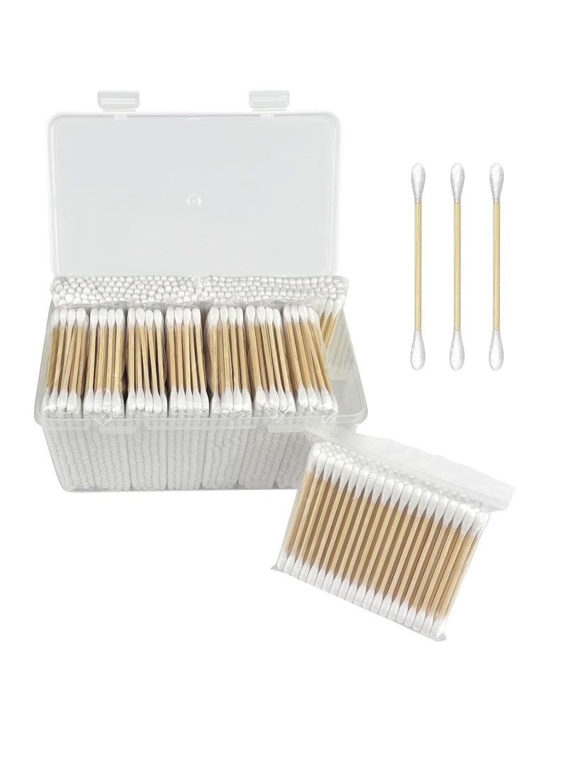 1000 ct (2000 Tips) Bamboo Cotton Swabs - Biodegradable Double Tips Cotton Buds - Natural Organic Cotton Swabs - Pure Cotton Buds For Ear Beauty & Personal Care