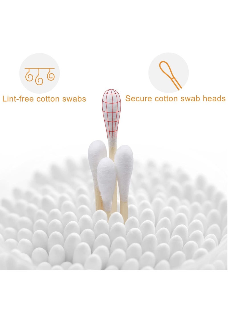 1000 ct (2000 Tips) Bamboo Cotton Swabs - Biodegradable Double Tips Cotton Buds - Natural Organic Cotton Swabs - Pure Cotton Buds For Ear Beauty & Personal Care