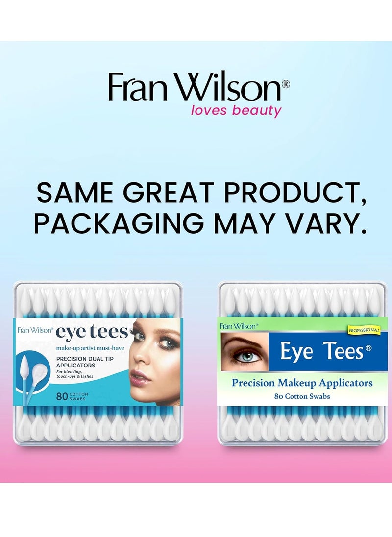 Fran Wilson EYE TEES COTTON TIPS 80 Count (2 PACK) - Precision Makeup Applicator, Double-sided Swabs with Pointed and Rounded Ends for Perfect Blending, Effective Cleaning and Precise Touch-ups