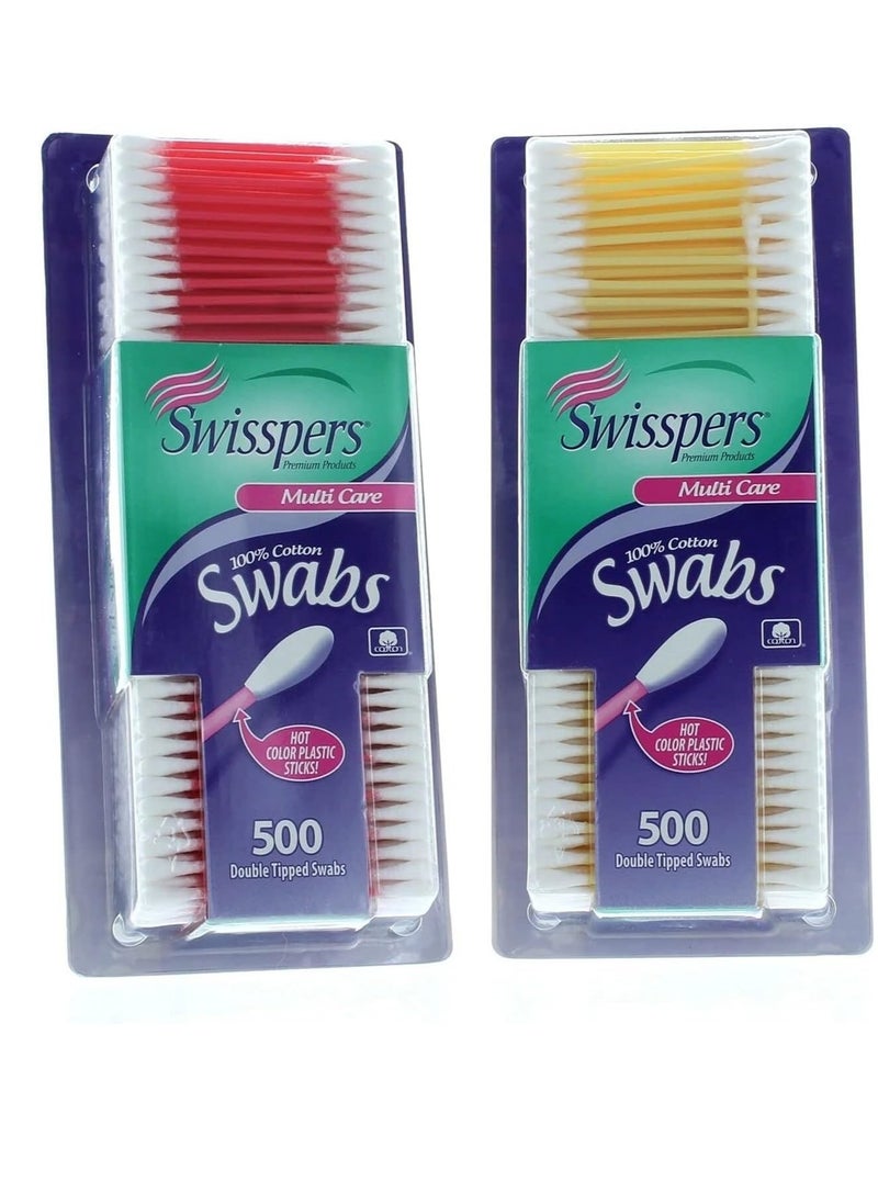 Swisspers Double Tipped Cotton Swabs 500 ea (Pack of 2)