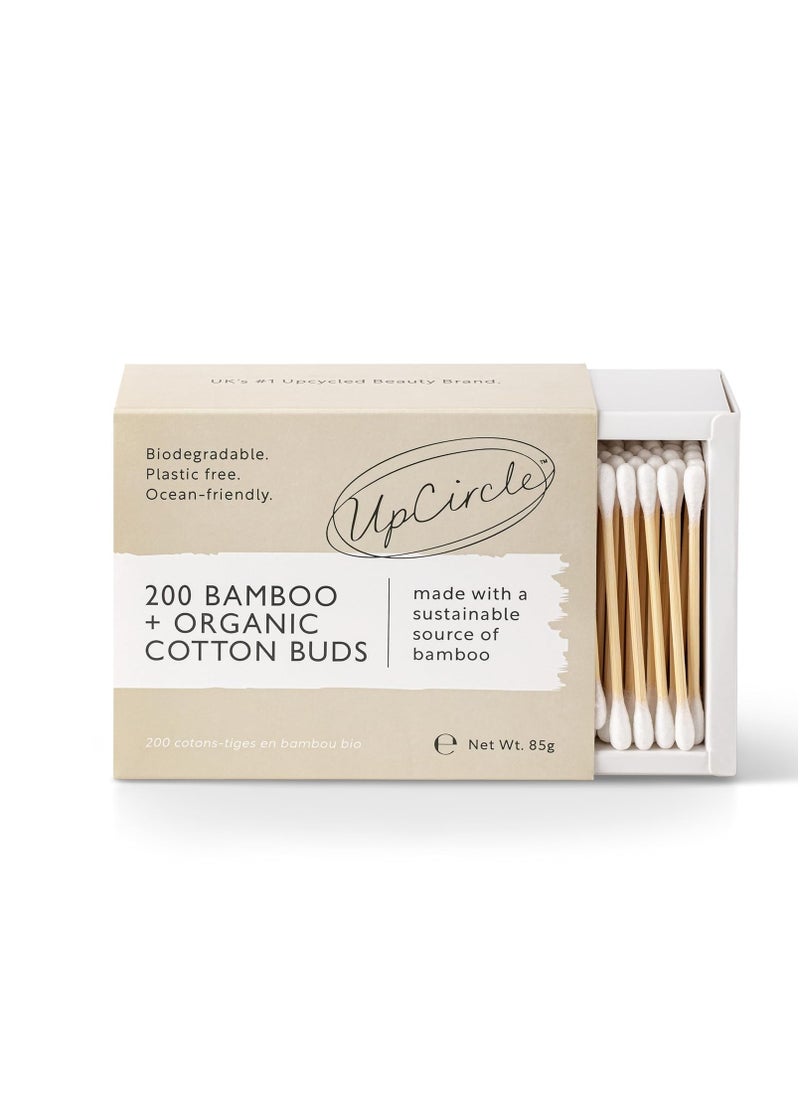 UpCircle Bamboo Cotton Buds - 200 Pieces - Sustainable, Plastic-Free, Fully Recyclable Ear Buds - A Staple For Any Bathroom