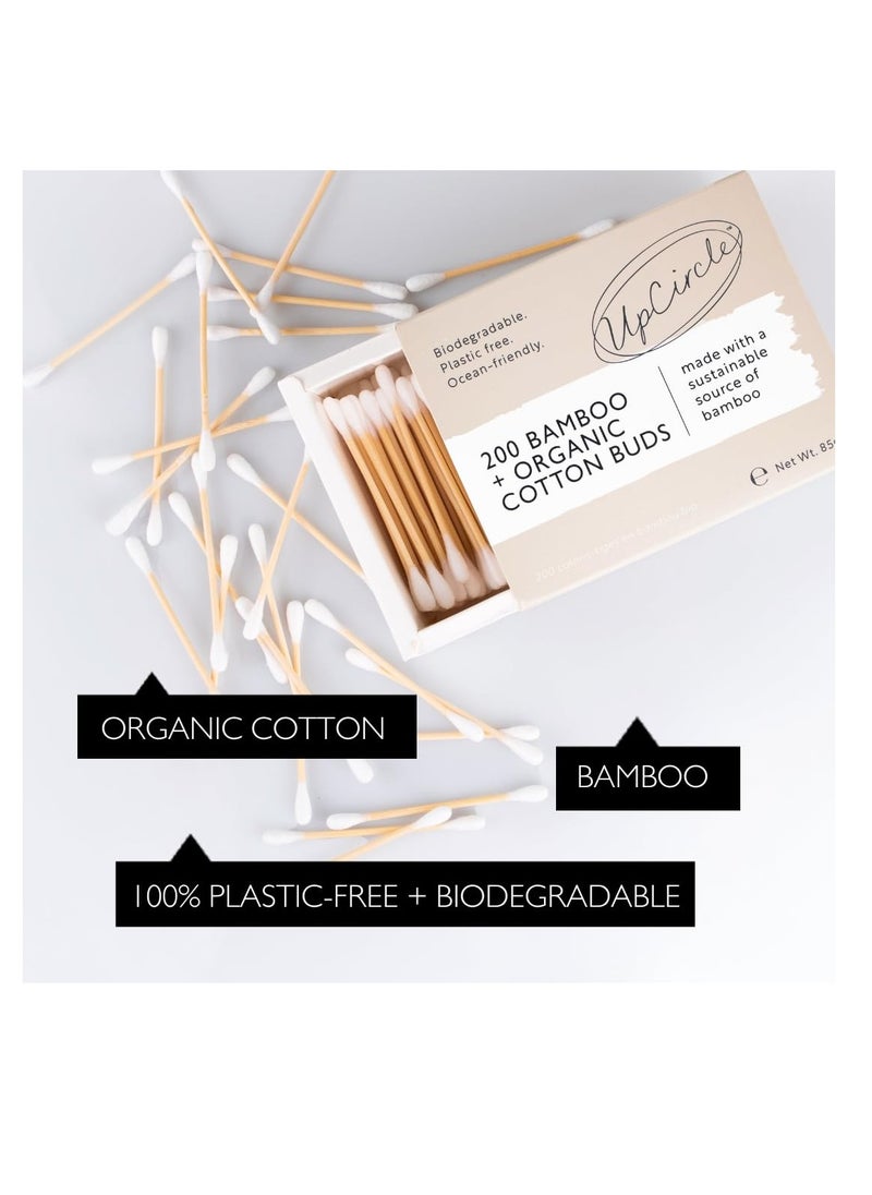 UpCircle Bamboo Cotton Buds - 200 Pieces - Sustainable, Plastic-Free, Fully Recyclable Ear Buds - A Staple For Any Bathroom