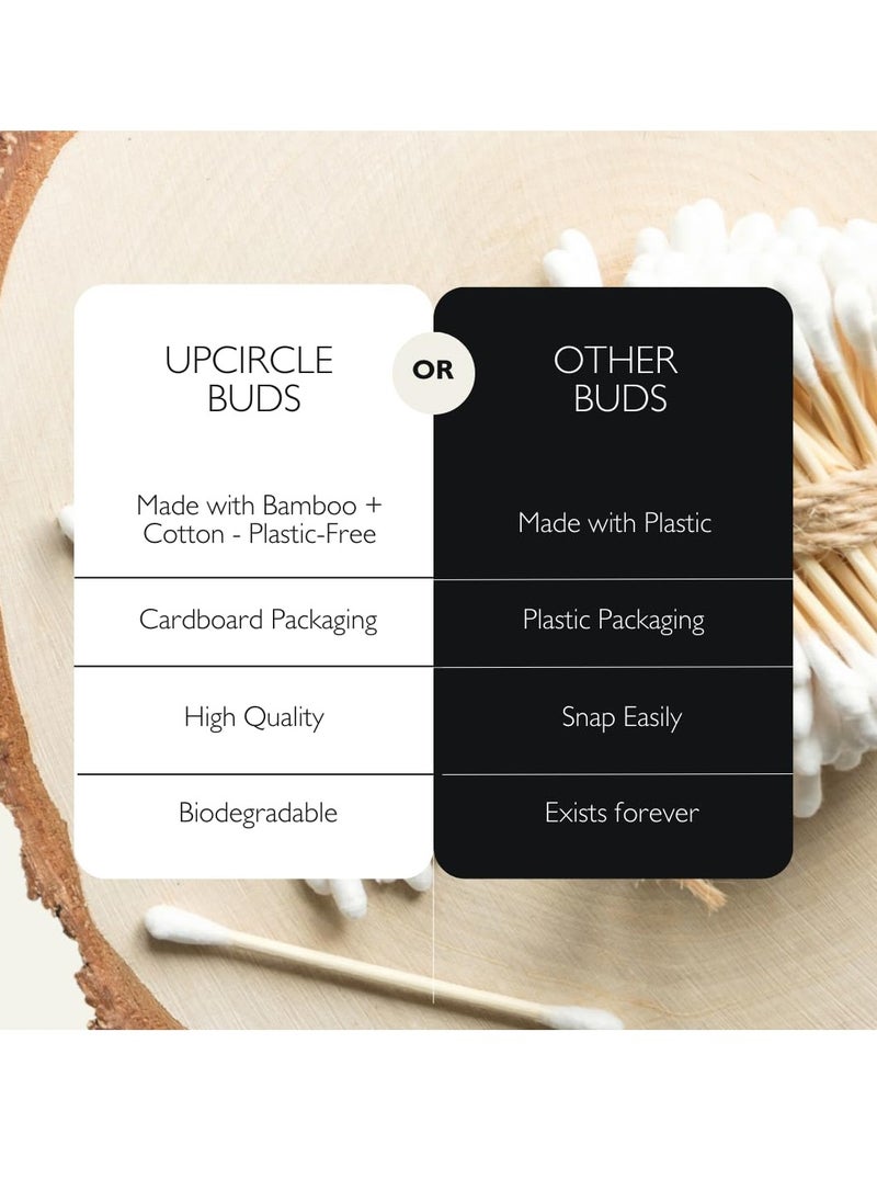 UpCircle Bamboo Cotton Buds - 200 Pieces - Sustainable, Plastic-Free, Fully Recyclable Ear Buds - A Staple For Any Bathroom