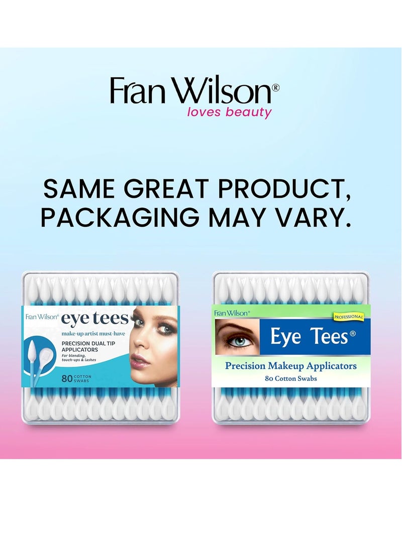 Fran Wilson EYE TEES COTTON TIPS 80 Count (3 PACK) - Precision Makeup Applicator, Double-sided Swabs with Pointed and Rounded Ends for Perfect Blending, Effective Cleaning and Precise Touch-ups