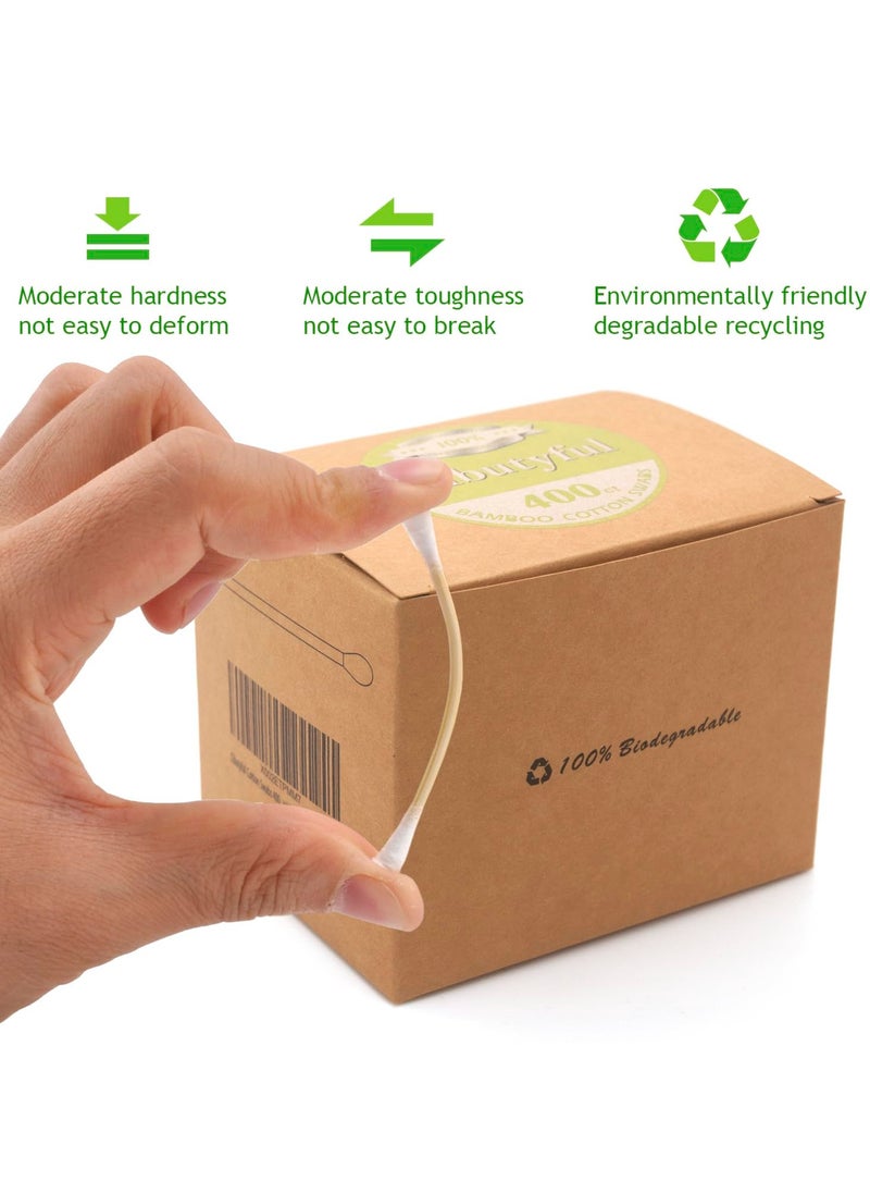 Cotton Swabs 400 count Double Round Tips Cotton Swabs With Strong wooden Sticks Ear Swabs Cotton Sticks with 3.0 Inch Bamboo Stick