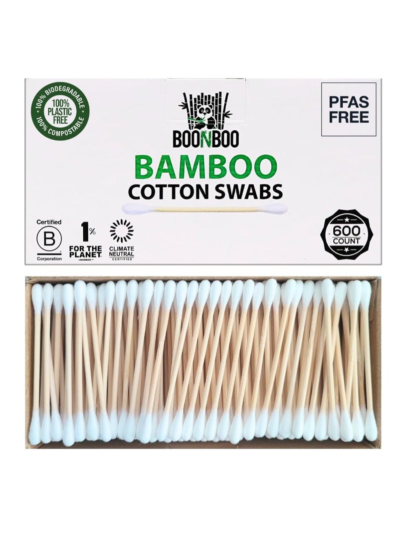 Organic Bamboo Cotton Swabs, PFAS-Free, 600 Count