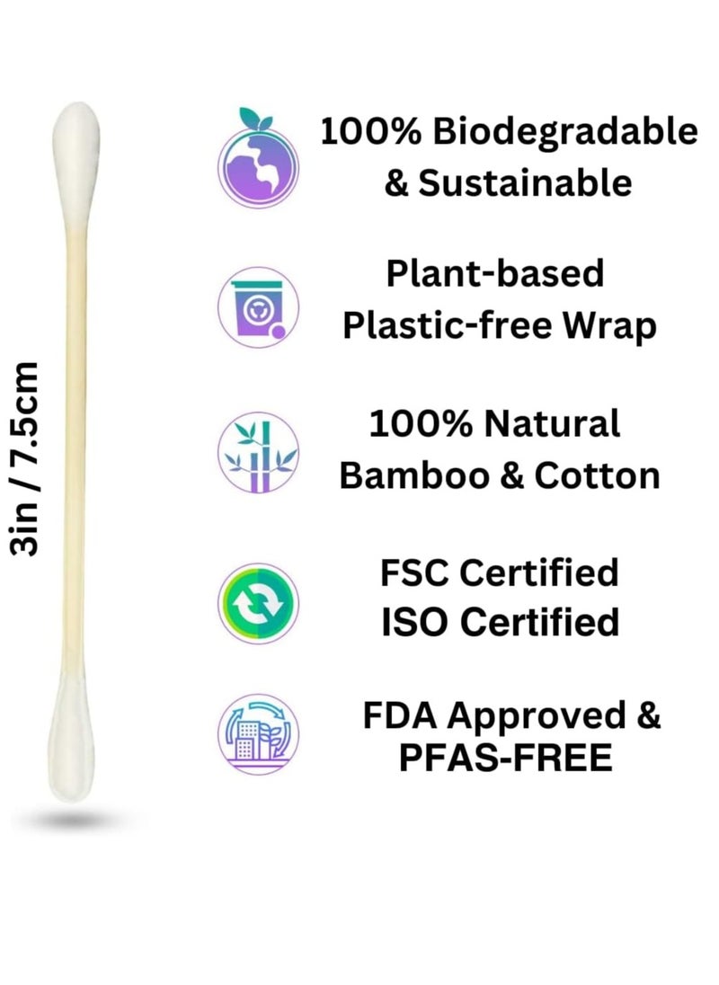 Organic Bamboo Cotton Swabs, PFAS-Free, 600 Count