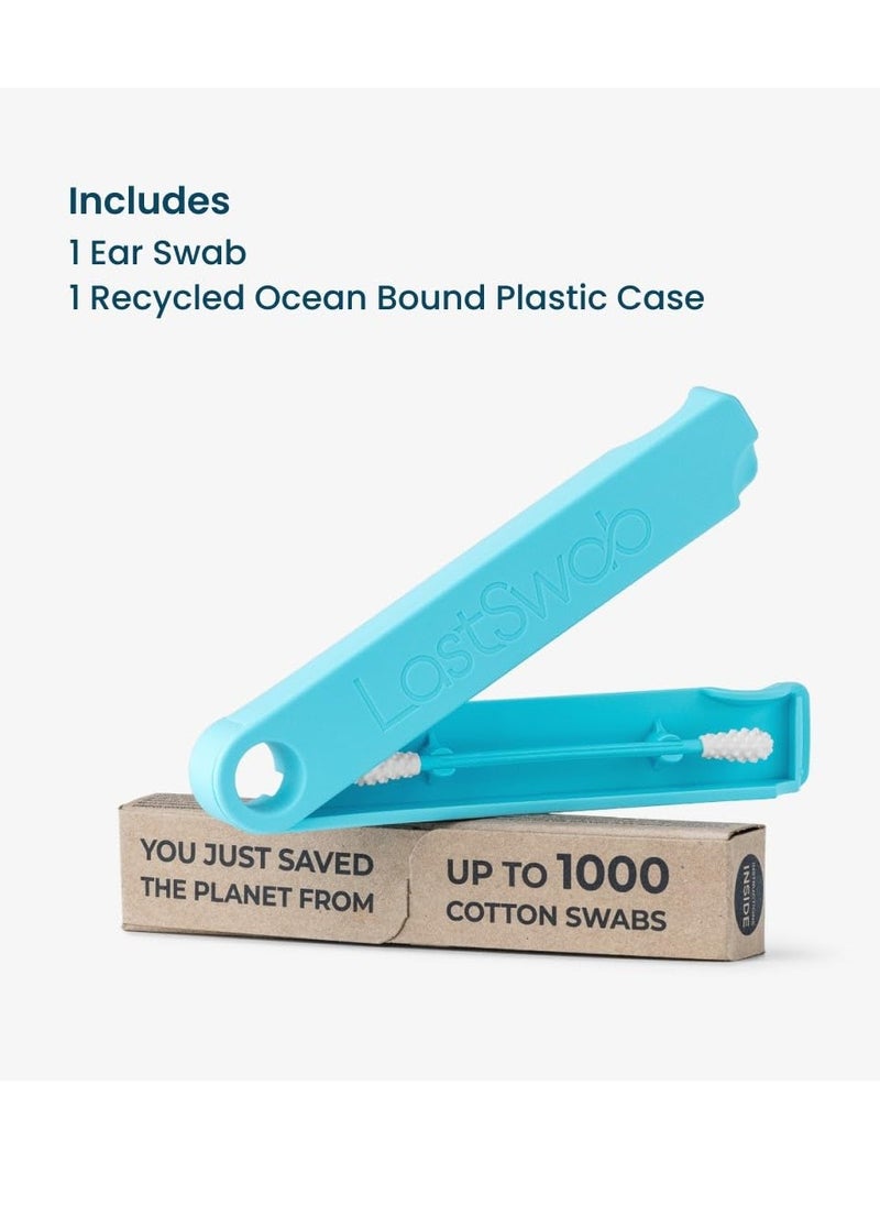 LastSwab Reusable Cotton Swabs for Ear Cleaning - The Sustainable and Sanitary Alternative to Single-Use Q Tips - Zero Waste and Easy to Clean - Comes with a Convenient Travel Case Holder - Turquoise