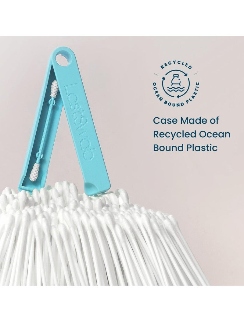 LastSwab Reusable Cotton Swabs for Ear Cleaning - The Sustainable and Sanitary Alternative to Single-Use Q Tips - Zero Waste and Easy to Clean - Comes with a Convenient Travel Case Holder - Turquoise