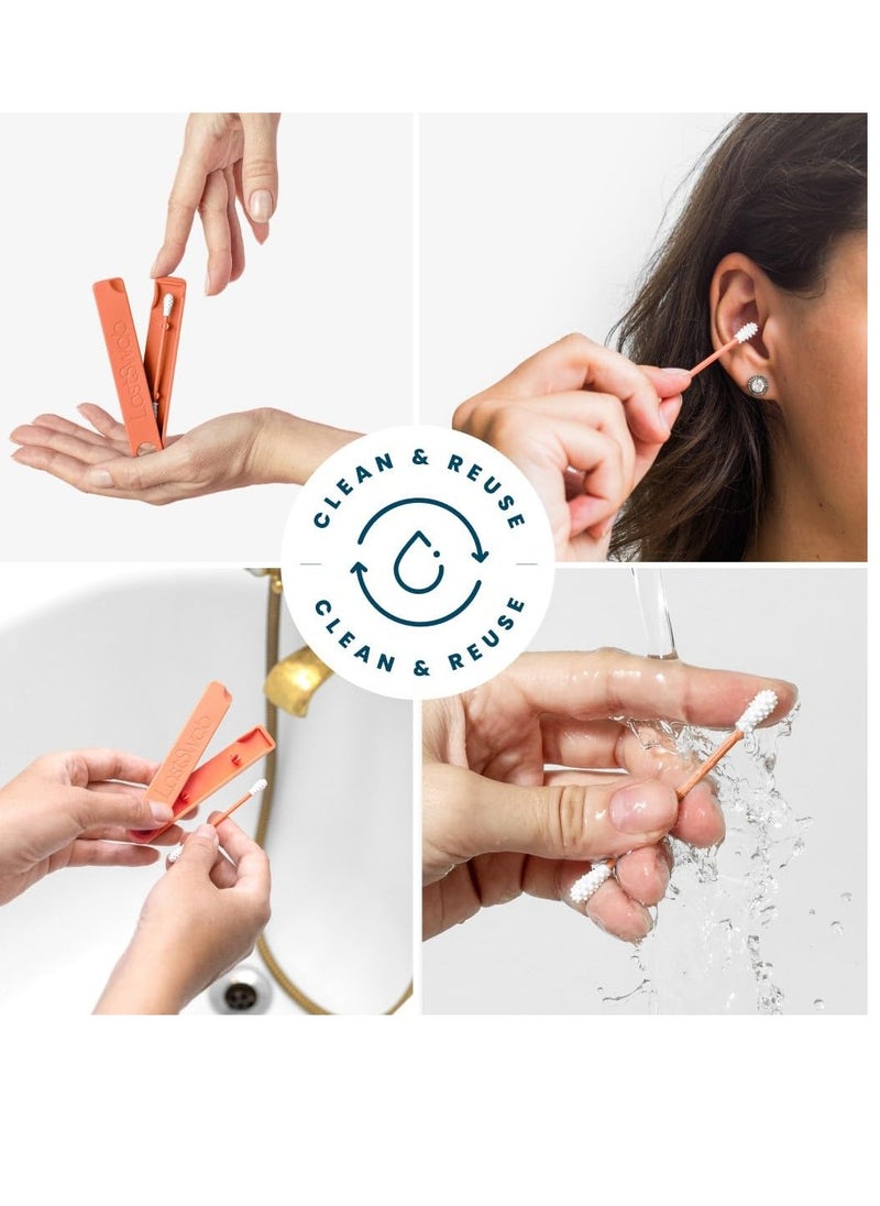 LastSwab Reusable Cotton Swabs for Ear Cleaning - The Sustainable and Sanitary Alternative to Single-Use Q Tips - Zero Waste and Easy to Clean - Comes with a Convenient Travel Case Holder - Turquoise