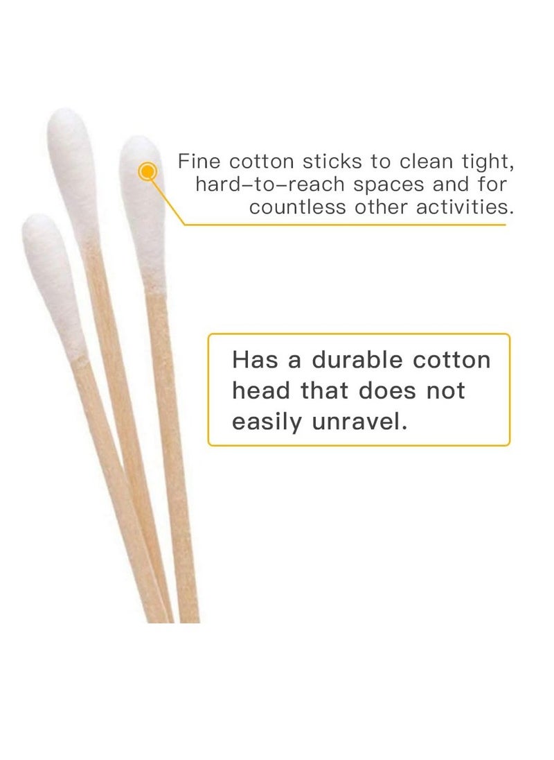 200 PCS Long Wooden Cotton Swabs, Cleaning Cotton Sticks with Wood Handle for Oil Makeup Gun Applicators, Eye Ears Eyeshadow Brush and Remover Tool, Cutips Buds for Baby and Home Accessories