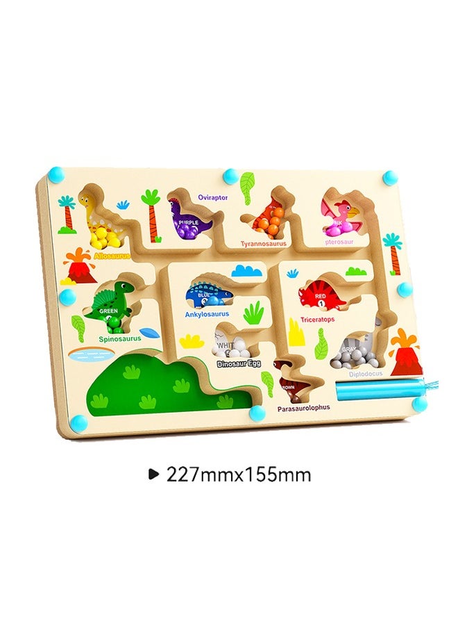 Magnetic Color and Number Maze - Montessori Fine Motor Skills Toys for Boys Girls 3 4 5 Years Old, Wooden Color Puzzle Board 24×15.7×1.9cm Paint buckets