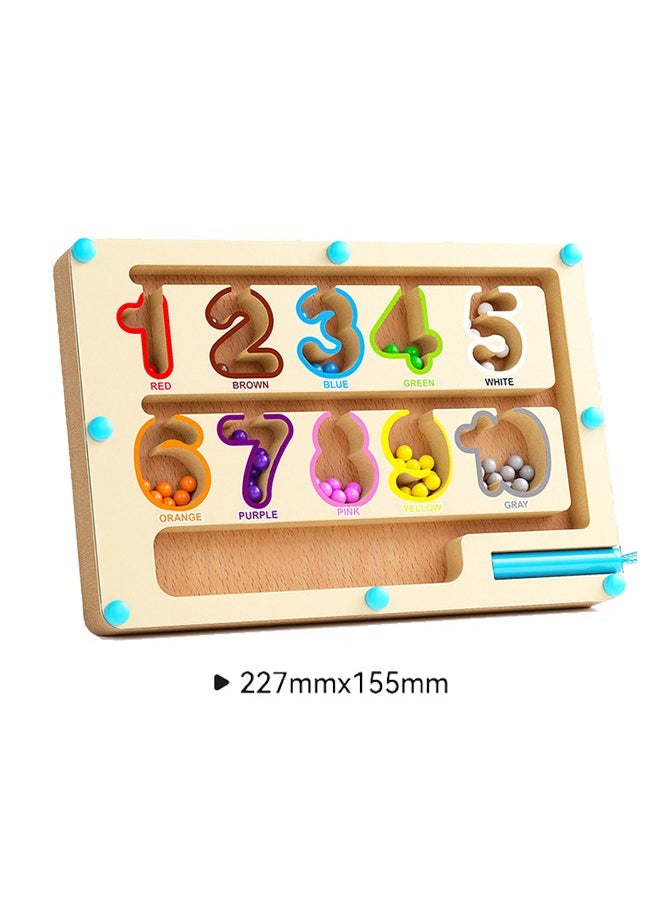 Magnetic Color and Number Maze - Montessori Fine Motor Skills Toys for Boys Girls 3 4 5 Years Old, Wooden Color Puzzle Board 24×15.7×1.9cm Paint buckets