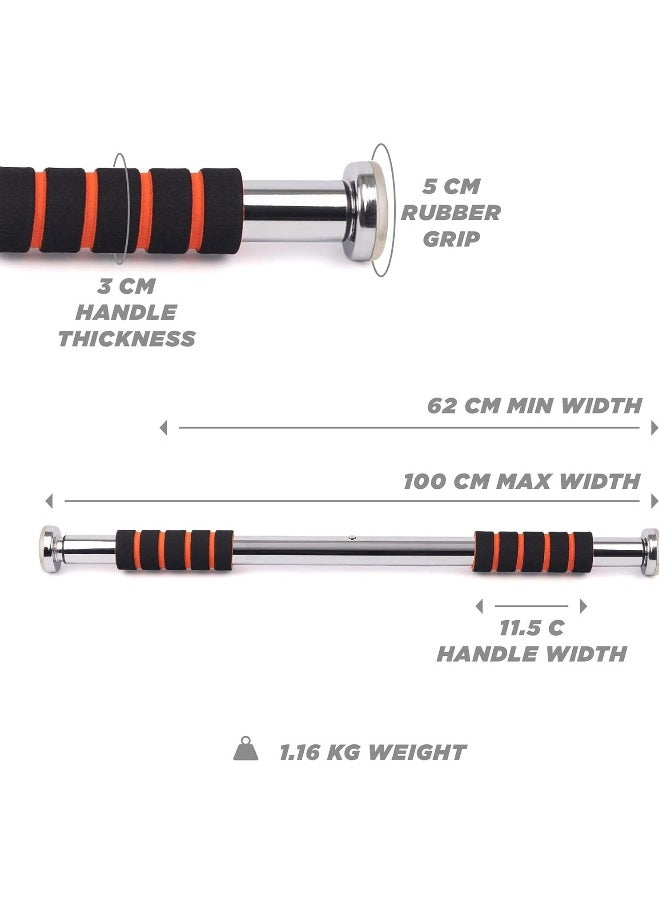 Door Pull Up and Chin Up Bar Fitness Strength Training  Bar 62 to 100cm