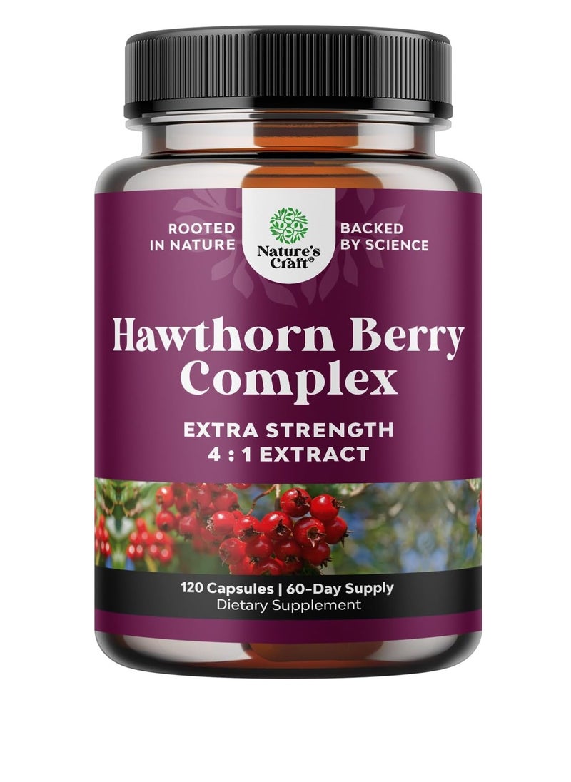 Hawthorn Berry Capsules - 1330mg 4:1 Hawthorn Extract Heart Health Supplement for High Pressure and Cholesterol - Non-GMO Hawthorn Berry Extract Polyphenol Supplement for Men and Women