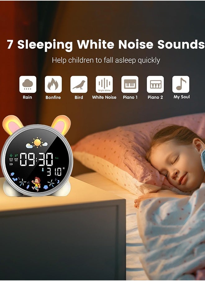 Digital Alarm Clock for Kids Alarm Digital for Bedroom Night Light Clock for Toddler Table clock With Sleep Training and Sound Machine Birthday Gift for Teen Boys Girls 3 4 5 6 7 8 Years Old