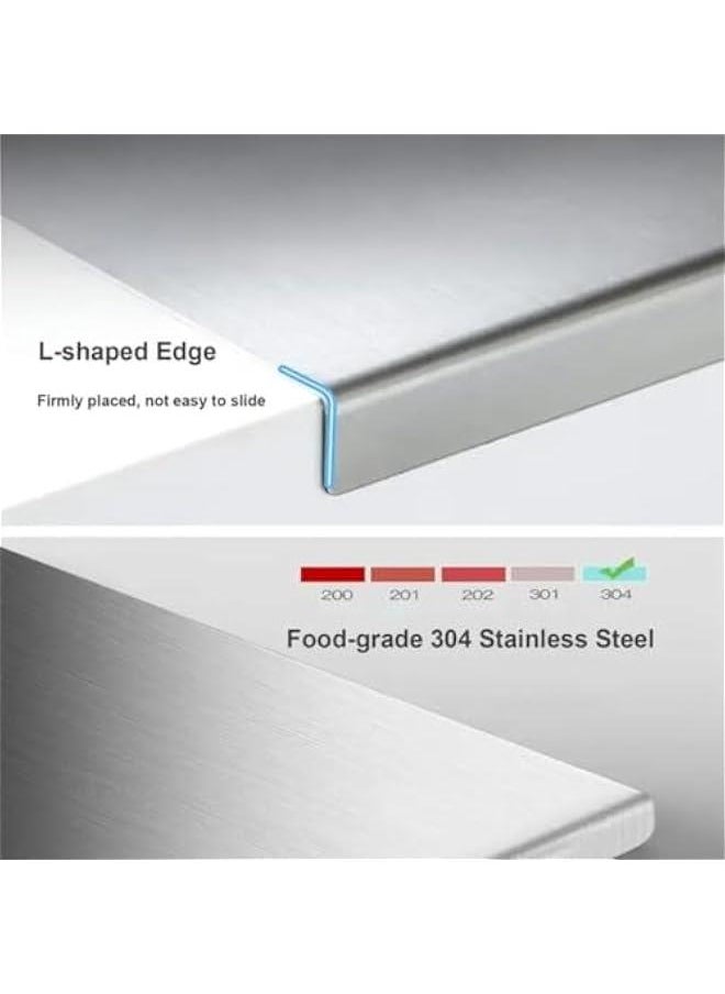 Stainless Steel Cutting Boards for Kitchen, 2 cm Thickness Cutting Boards, Heavy Duty Baking Board with Lip for Meat, Fruits, Vegetables, Bread, and Baking Large-sized Cutting Boards (50×40cm)