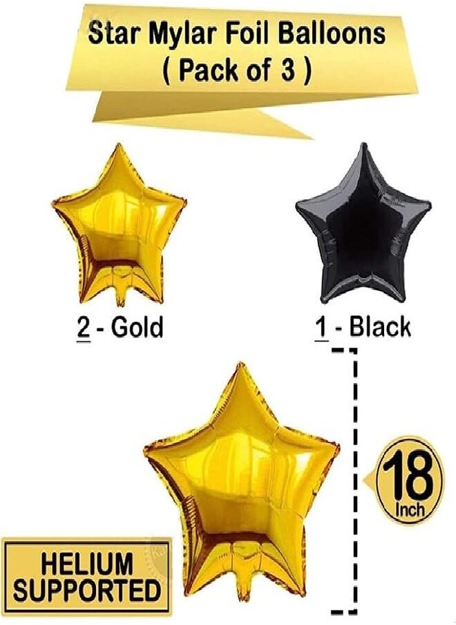 Black,Gold Balloons and Paper Pom Poms Party Supplies for Birthday Decoration With Pale Champagne Metallic Foil Fringe Tinsel Curtain Happy Birthday Party Decoration Backdrop,Black Decoration Kit
