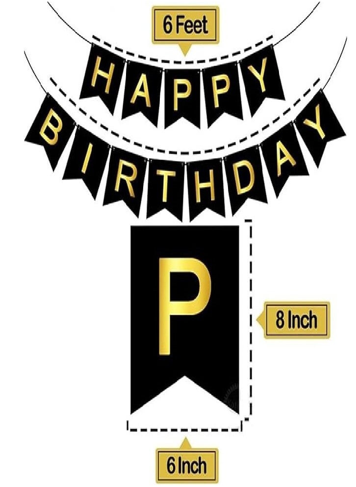 Black,Gold Balloons and Paper Pom Poms Party Supplies for Birthday Decoration With Pale Champagne Metallic Foil Fringe Tinsel Curtain Happy Birthday Party Decoration Backdrop,Black Decoration Kit