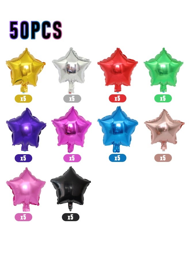 50 Piece Star Shaped Foil Balloons 10 inch, Multicolored Balloons Colorful Aluminum Foil Mylar Holiday Balloons Decoration for Party Supplies, Birthday, Wedding, Baby Shower, Anniversaries