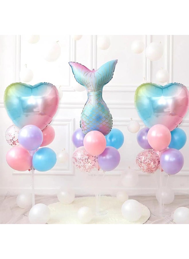 10 PCS Heart Balloons 18 Inch, Gradient Foil Heart Shaped Balloons, Mylar Helium Foil Balloons for Birthday Party Decorations, Baby Shower, Wedding Anniversary Backdrop Party Supplies