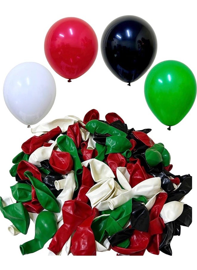 UAE Flag Color Balloons 100Pcs Natural Rubber Latex 12inch STANDARD Quality UAE National Day Balloons Party Day(UAE Flag Balloons 100Pcs)