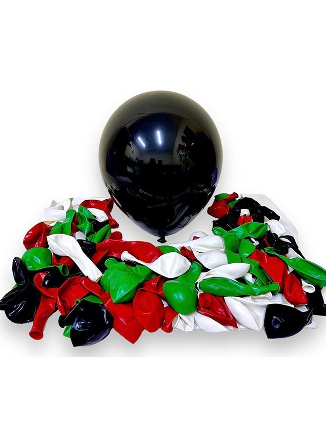 UAE Flag Color Balloons 100Pcs Natural Rubber Latex 12inch STANDARD Quality UAE National Day Balloons Party Day(UAE Flag Balloons 100Pcs)