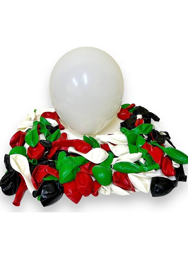 UAE Flag Color Balloons 100Pcs Natural Rubber Latex 12inch STANDARD Quality UAE National Day Balloons Party Day(UAE Flag Balloons 100Pcs)