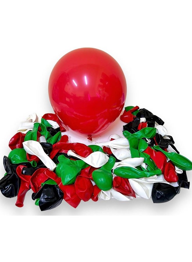 UAE Flag Color Balloons 100Pcs Natural Rubber Latex 12inch STANDARD Quality UAE National Day Balloons Party Day(UAE Flag Balloons 100Pcs)