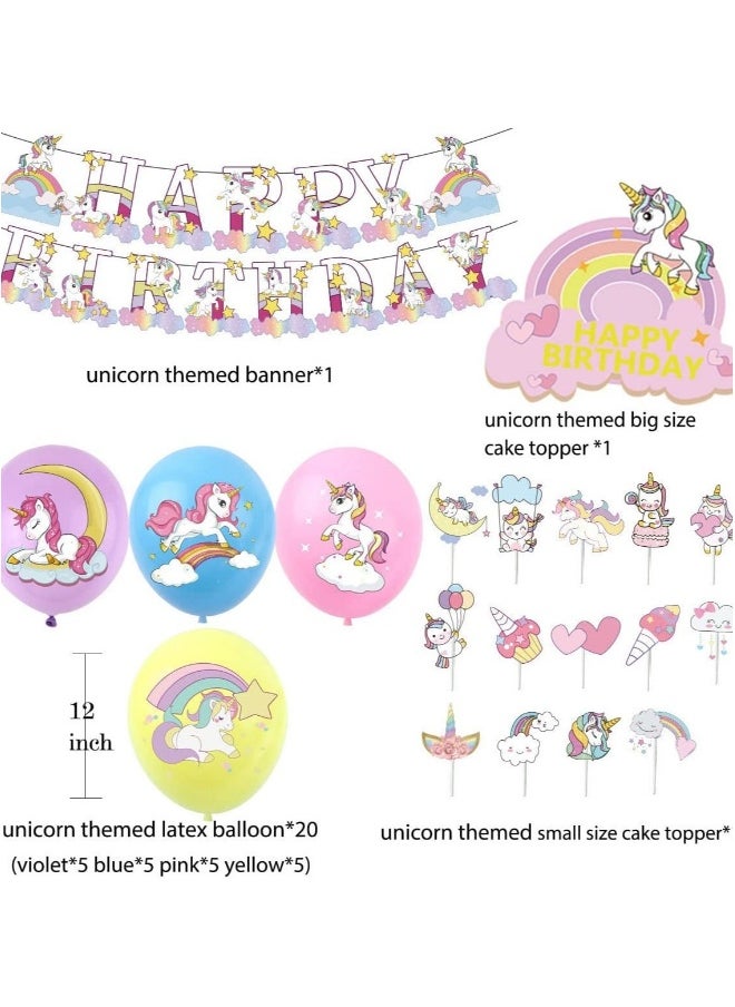 Unicorn Birthday Decorations Happy Party Balloons Banner Supplies Large Decor For Boys Men Kids Baby Shower