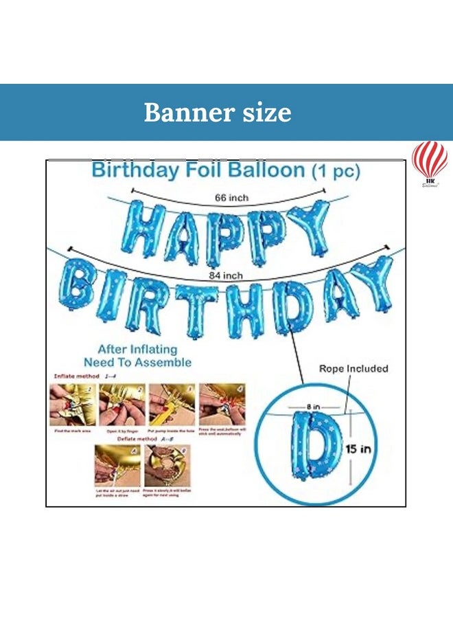 41 Pcs Blue Birthday Decoration Items Happy Birthday Decoration Set With Net Curtain For Boys Husband Birthday Decoration Kit Backdrop Theme